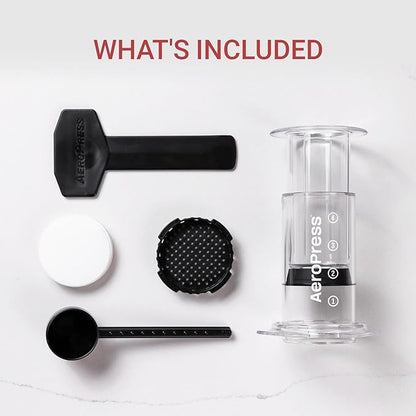 AeroPress Clear Coffee Press – 3 In 1 Brew Method Combines French Press, Pourover, Espresso, Full Bodied Coffee Without Grit or Bitterness, Small Portable Coffee Maker for Camping & Travel, Clear