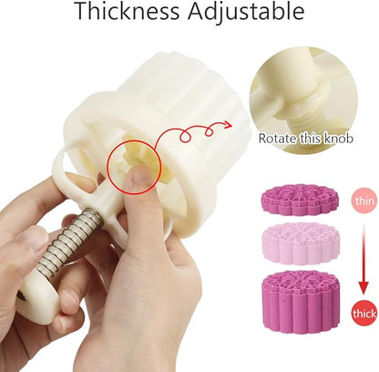 150g 5pcs Cookie Stamps Moon Cake Mold, Thickness Adjustable Christmas Cookie Press DIY Decoration Hand Press Cutter Cake Mold