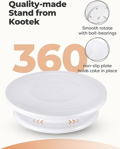 Kootek Cake Stand, 11 Inch Rotating Cake Turntable for Decorating, Display & Baking, Smooth Revolving Spinner Stand (White)