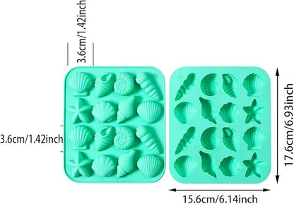 2-Pack Horse Green Seashell Silicone Molds for Chocolate Candy Baking Decorations