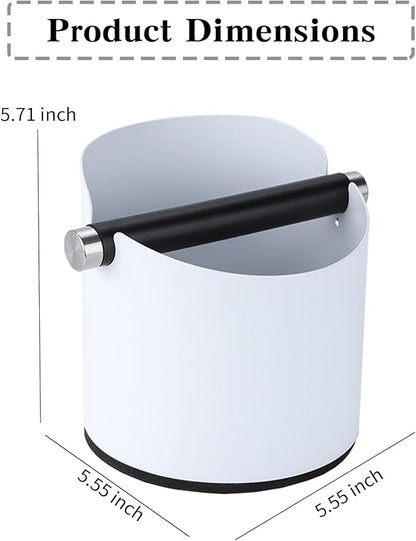 Italian Espresso Tapping Box, Stainless Steel Coffee Grinding Tapping Box, With Detachable Tapping Rod And Anti Slip Rubber Base (White)
