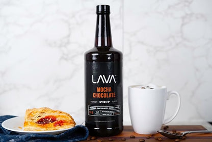 LAVA Premium Mocha Chocolate Syrup, Chocolate Coffee Sweetener, 33.8oz (1-Liter), Made with 100% Sugar, No Artificial Sweeteners, Flavors, or Colors. (1-Pack)