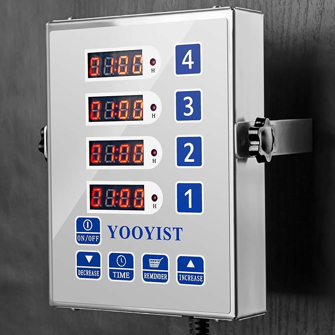 Kitchen Timers for Cooking – 4 Channel Commercial Kitchen Timer Restaurant Kitchen Supplies – Stainless Steel LED Technology Kitchen Timer Digital – Reminder Function, Loud Alarm, Silver