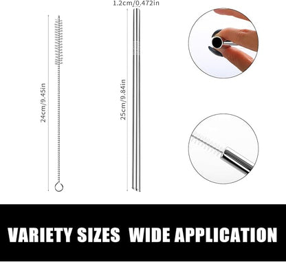 Lazycorner 5 Pcs Stainless Steel Smoothie Straws, 0.4'' Extra Wide Reusable Metal Drinking Straws for Milkshake, Smoothie, Beverage, Set of 5 with 2 Cleaning Brush