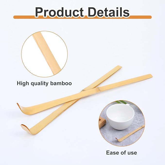 2 Pcs Japanese Bamboo Matcha Scoop, Japanese Chashaku Hooked Green Tea Matcha Spoon for Traditional Tea Ceremony Coffee Spices