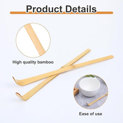2 Pcs Japanese Bamboo Matcha Scoop, Japanese Chashaku Hooked Green Tea Matcha Spoon for Traditional Tea Ceremony Coffee Spices