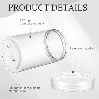Patelai 4 Pieces Round Wide-mouth Leak Proof Plastic Container Jars with Lids for Travel Storage Makeup Beauty Products Face Creams Oils Salves Ointments DIY Making(12 Ounce,Clear)