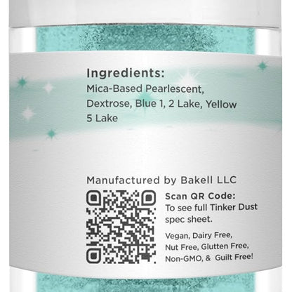 BAKELL Turquoise Edible Glitter, 25 Grams | TINKER DUST Edible Glitter | KOSHER Certified | 100% Edible Glitter | Cakes, Cupcakes, Cake Pops, Drinks, Dessert Vegan Glitter & Dusts (25g, Turquoise)