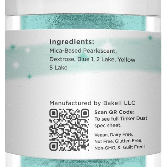BAKELL Turquoise Edible Glitter, 25 Grams | TINKER DUST Edible Glitter | KOSHER Certified | 100% Edible Glitter | Cakes, Cupcakes, Cake Pops, Drinks, Dessert Vegan Glitter & Dusts (25g, Turquoise)