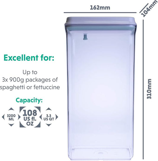 BopTop (1pc - Spaghetti/Cereal) Airtight Food Storage Container – Mechanical Silicone Seal Canister - BPA-Free - 3.3Qt