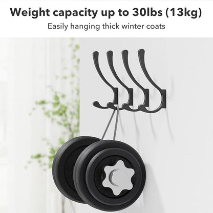 8 Pack Hanging Coat Hooks Wall Mount, Coat Hanger Wall Hangers, Metal Hooks for Hanging Heavy Duty, Screw in Hooks for Hanging Towels, Clothes, Backpack, Hat, Bag, Jacket, Key, Robe, Backpack Black