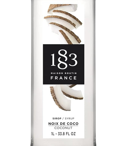 1883 Coconut Syrup for Drinks, Made in France, 1 Liter Plastic Bottle