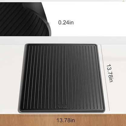 Silicone Coffee Mat for Breville 870/880, 13.78 x 13.78inch, 0.24in Raised Lip Spill-proof, Under Coffee Maker, Coffee Pot Bar Station for Countertop Kitchen, Black