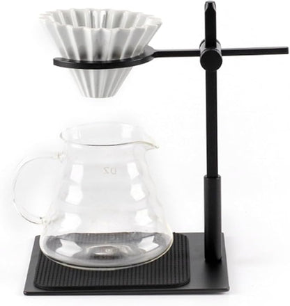Pour Over Coffee Station Dripper Stand, With Adjustable Aluminum Alloy Stand, Reusable Stainless Steel Filter, Sturdy Base for Home or Office