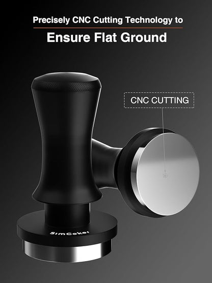 Espresso Tamper, Barista 58mm Coffee Tamper,Spring-loaded,Stainless Steel,Flat Base