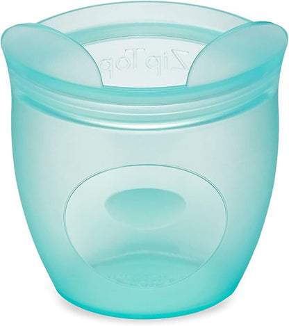 Zip Top Reusable 100% Silicone Baby + Kid Snack Containers- The only containers That Stand up, Stay Open and Zip Shut! No Lids! Made in The USA - Full Set of 4