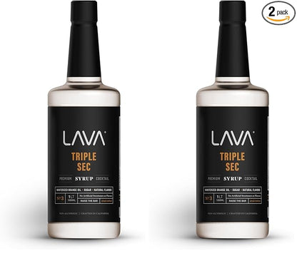 LAVA Premium Triple Sec Cocktail Syrup, 33.8oz (1-Liter), Made with 100% Sugar, Orange Extract, No Artificial Sweeteners, Flavors, or Colors. (2-Pack)