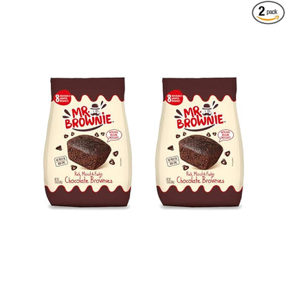 Mr. Brownie Chocolate Brownies | 8 Individually Wrapped Brownie Bites | Snack Packs for Kids & Adults | Real Belgian Chocolate | 2 Pack