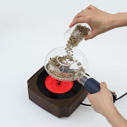 Portable glass coffee bean roaster - High borosilicate glass manual home coffee roasting kit, suitable for small batch roasting of nuts and coffee beans, stove-safe (50-80 grams capacity)