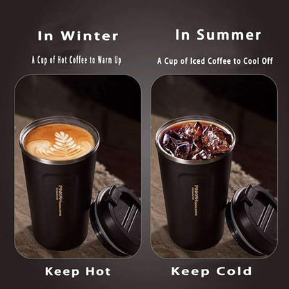 17OZ Stainless Steel Coffee Travel Mug, Double Walled Insulated Vacuum Tumbler Cup, Powder Coated Thermal with Lid for Hot and Cold Coffee Tea