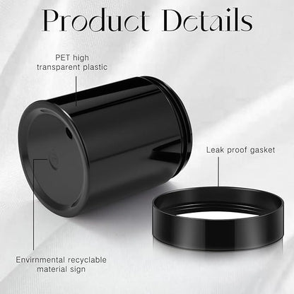 Patelai 4 Pieces Round Wide-mouth Leak Proof Plastic Container Jars with Lids for Travel Storage Makeup Beauty Products Face Creams Oils Salves Ointments DIY Making(8 Ounce,Pure Black)