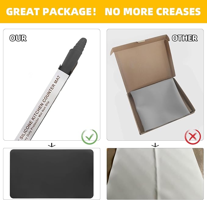 KVK 43.3×25.6in Silicone Mats for Kitchen Counter - Extra Large Silicone Mat Heat Resistant - Glossy Bottom Non Slip - Universal Painting Craft Resin Mat Table Countertop Protector, Taupe
