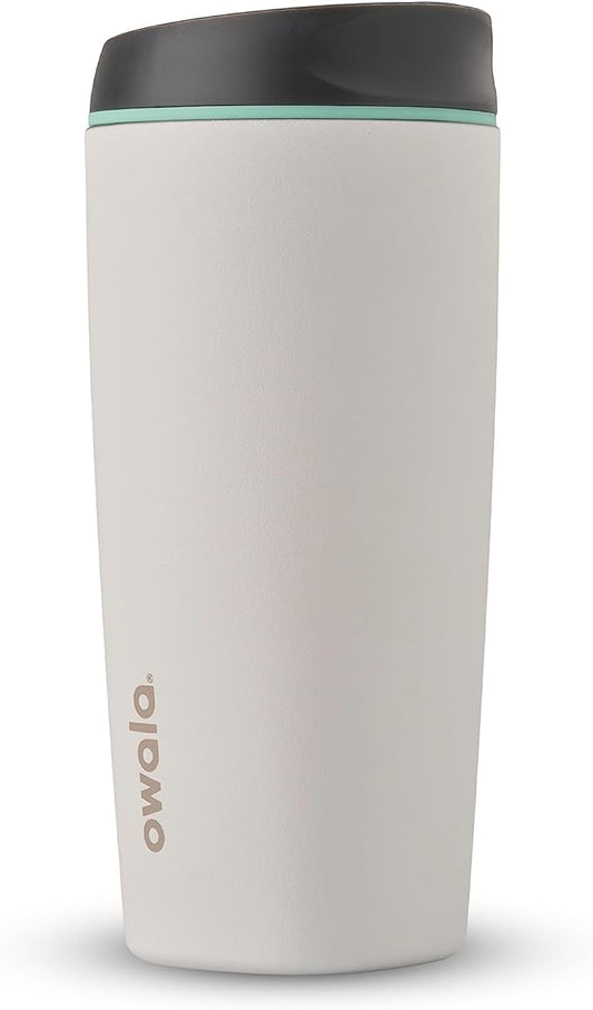 Owala SmoothSip Insulated Stainless Steel Coffee Tumbler, Reusable Iced Coffee Cup, Hot Coffee Travel Mug, BPA Free 20 oz, Gray (Cloudscape)