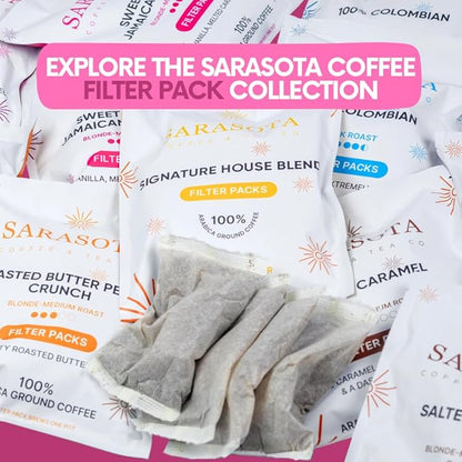 Ground Flavored Coffee In Filter Packs | Medium Roast Low Acid Mold Free Pouches | Sampler Packets | Sweet Cream Jamaican Me Crazy Gourmet Powder Bags for 10-12 Cup Drip Maker | Highest Rated Individual Premeasured Coffee