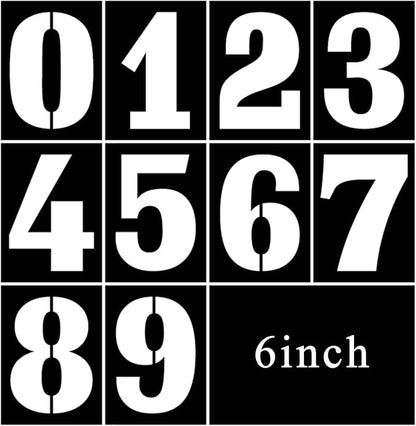6 Inch Number Stencils Set, 0-9 Plastic Address Number Stencils Reusable Cake Digital Templates for Painting on Wall,Wood,Rock,Mailbox and DIY Art Projects