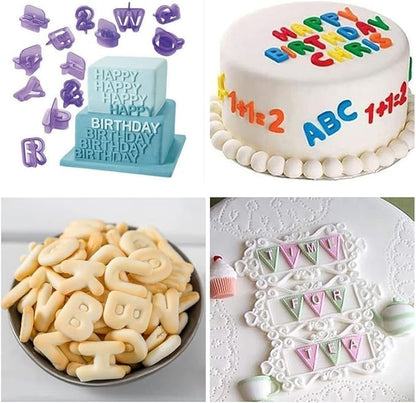 Flower Fondant Cutters,73Pcs Cake Cookie Cutter Plunger Sugarcraft Alphabet Letters Decorating Tools,Sunflower Rose Leaf Butterfly Heart Star Carnation Hollow Calyx Cutter Molds,Icing Modelling Kit