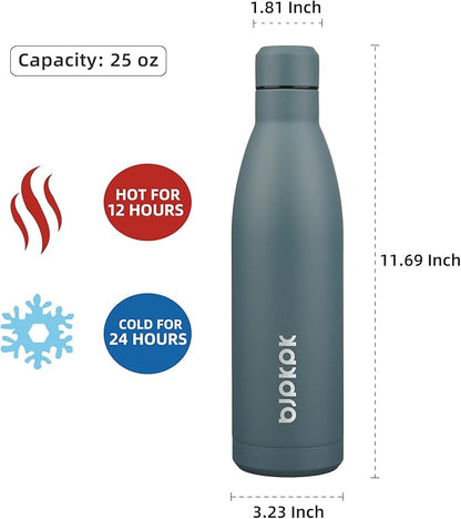 BJPKPK 25oz Insulated Water Bottle Double Wall Vacuum Insulated Stainless Steel Water Bottles for Spots Keep Cold and Hot,Dark Grey