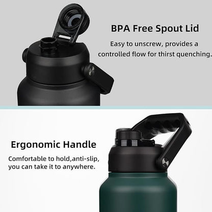 BJPKPK 87oz Insulated Water Bottle, Dishwasher Safe 2/3 Gallon Water Bottle with Ergonomic Handle, BPA Free Leak Proof Water Jug, Stainless Steel Metal Water Bottle with Anti-slip Bottom,Marshmallow