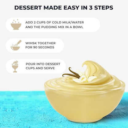 Instant Vanilla Pudding Mix - All Natural Vanilla Pudding Mix by Garden Desserts | Quick Vegan Dessert, Gluten Free, Kosher 4 Oz (3 Pack, Vanilla)