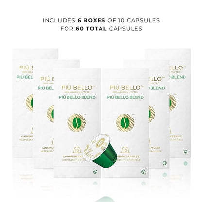 Piu Bello Blend Espresso Coffee Pods for Nespresso Original Machines – Compatible Capsules Pack – Rich & Balanced Taste – Strong Italian Espresso Flavor – Kosher Certified (60 Count, Single Flavor)