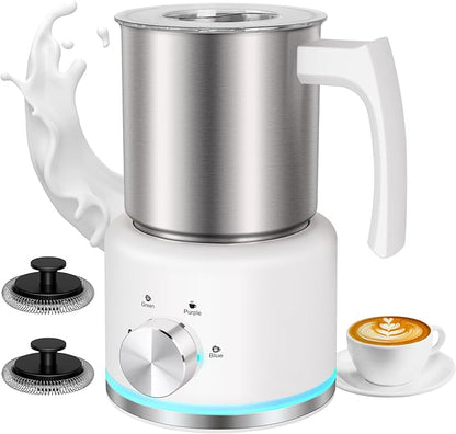 Milk Frother and Steamer, 16.9 OZ Milk Frother for Coffee, 4 in 1 Frother Separable Easy to Use and Clean, Durable Safe Silent Working for Coffee, Latte, Cappuccino Hot Chocolate, White