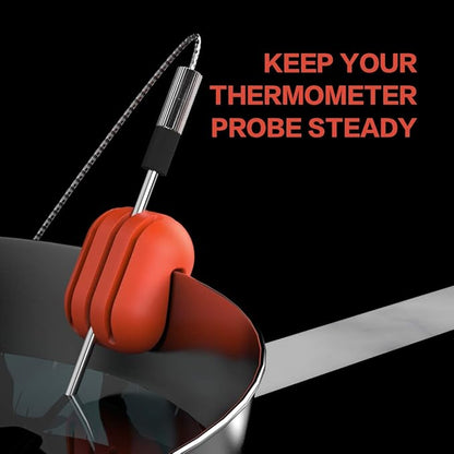 Pot/Cup Clip for Thermometers - Silicone, Non-Scratch, Hand-Free Cooking, Heat Resistant - Compatible with Most Probe Sizes - Great Gift Idea
