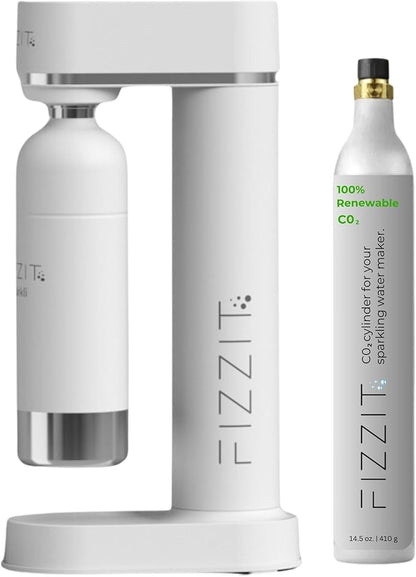 White Stainless Steel Sparkling Water Maker Soda Maker Includes 1 x CO2 Cylinder & 1L White Stainless Steel Bottle
