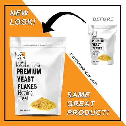 It's Just - Yeast Flakes, Nutritional Yeast, Premium Fortified w/Vitamin B, Nooch, Vegan Cheese Substitute (8 Ounces)