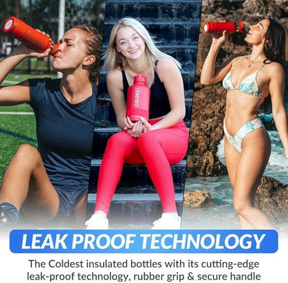Coldest Insulated Water Bottle with Straw Lid - Stainless Steel Metal Insulated Bottle for Men & Women (Red Nova, 40 oz)