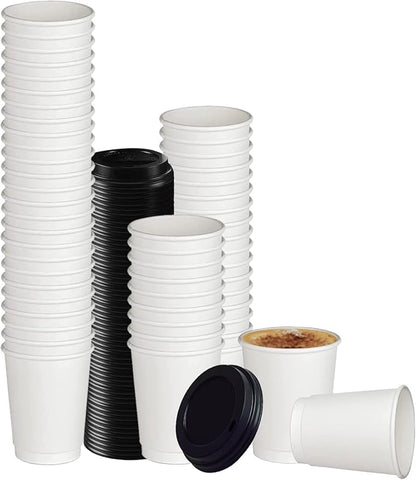 Smygoods White - Double Wall Coffee Cup - (12 OZ, 26 Count) For Hot Beverages, Tea, Espresso, Cocoa - To Go Drink Containers, Café & Office
