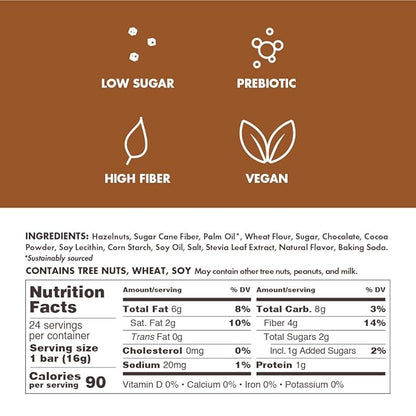 Crispy Dunes Vegan Chocolate Hazelnut Wafer Sticks – Low-Calorie Keto Snack with Hazelnut Cream Filling, 90 Calories, Non-GMO, Prebiotic Fiber - 12 Pack