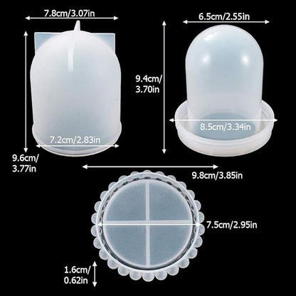 Cloche Bell Jar Display Dome Resin Mold with Base Dice Cup Silicone Mould Set Creative Jewelry Collectibles Showcase Holder Display Jar Resin Crafts for Epoxy Casting Home Decor Party Supplies