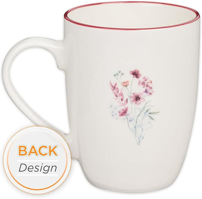 Christian Art Gifts Inspirational Ceramic Coffee & Tea Scripture Mug for Women: Hope & a Future Encouraging Bible Verse, Microwave & Dishwasher Safe Novelty Drinkware, Dark Rose Pink Floral, 12 oz.