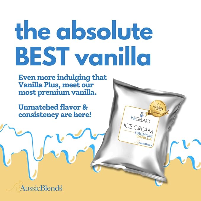 AussieBlends Premium Vanilla Ice Cream Mix For Soft Serve, Rolled Ice Cream, Gelato, Liquid Nitrogen, 1-Pack, Imported