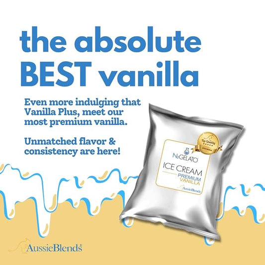 AussieBlends Premium Vanilla Ice Cream Mix For Soft Serve, Rolled Ice Cream, Gelato, Liquid Nitrogen, 8-Pack, Imported, Uncomparable creaminess.