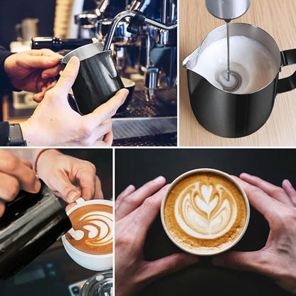 Frothing Milk Pitcher, 20 oz/600 ml Stainless Steel Frothing Milk Jug with Latte Art Pen,with Internal Measurements, for Cappuccino, Espresso and More
