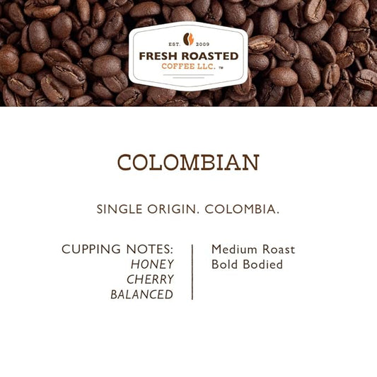 Fresh Roasted Coffee,100% Colombian, 5 lb (80 oz), Medium Roast, Kosher, Ground
