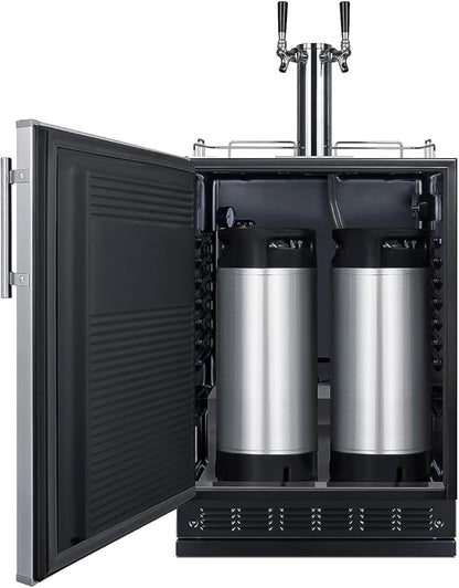 Summit Appliance 24" Wide Cold Brew Coffee Kegerator/Refrigerator Combo, Black Interior, Caster Wheels, Residential/Commercial Use (LHD, Cold Brew Coffee)