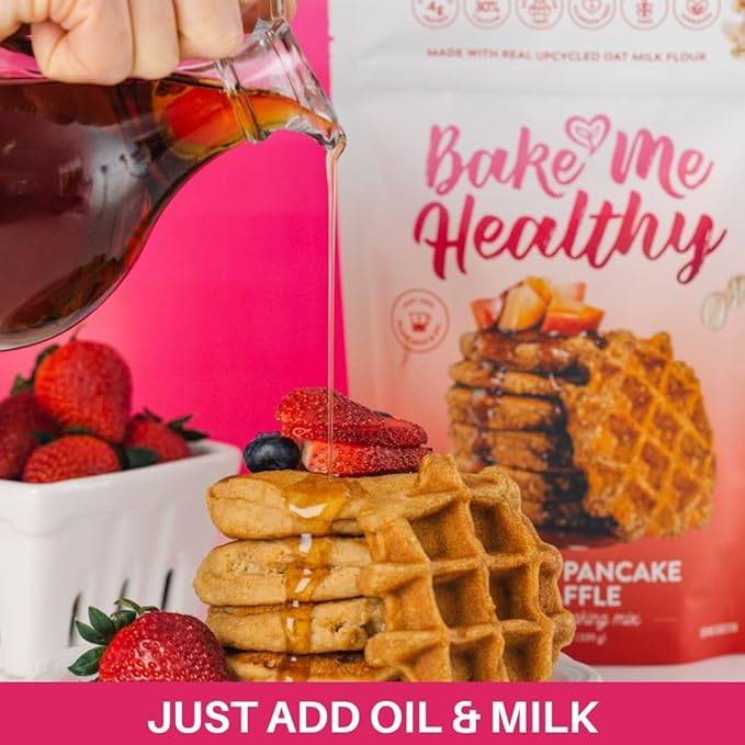 Bake Me Healthy Vegan Waffles & Pancake Baking Mix - Gluten & Dairy Free, Vegan, Non-GMO, Low Sugar, Allergy-Friendly, Plant-Based, Easy to Make, 12oz/ 339g Resealable Pouches (Pack of 2)