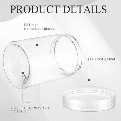 Patelai 4 Pieces Round Wide-mouth Leak Proof Plastic Container Jars with Lids for Travel Storage Makeup Beauty Products Face Creams Oils Salves Ointments DIY Making(10 Ounce,Clear)
